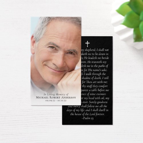Black Full Photo Memorial Prayer Card