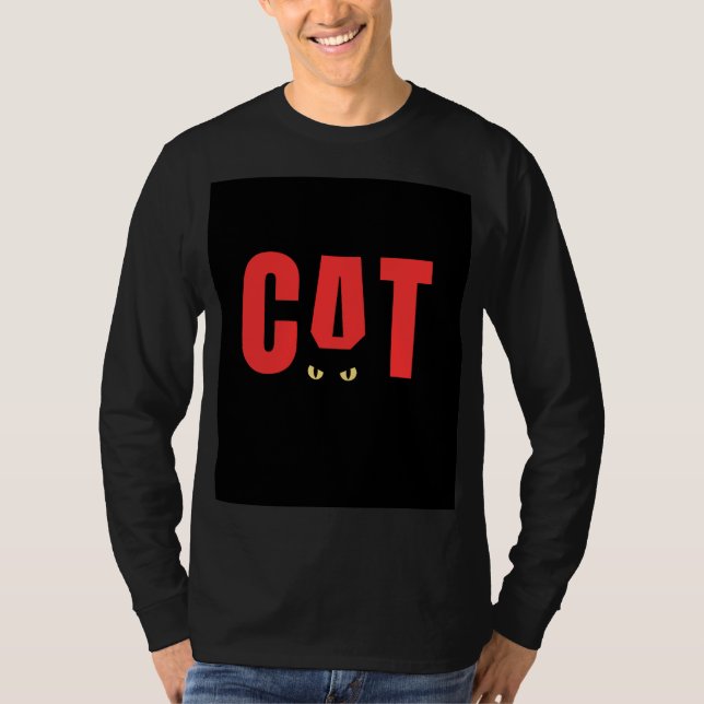 Black Full Sleeve T-shirt with CAT design (Front)