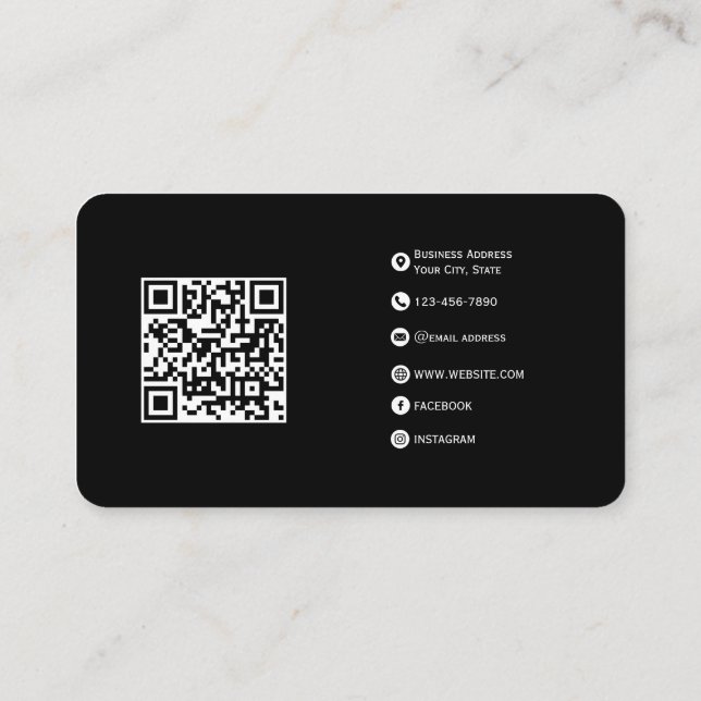 Black  – Fully Customizable Modern Design Business Card (Back)