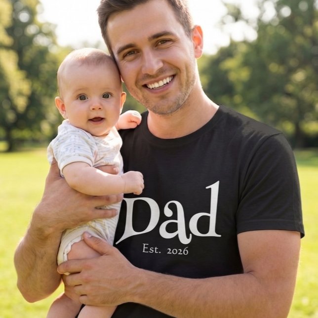 Black Fun Bold Simple Dad Established New Dad T-Shirt (Creator Uploaded)