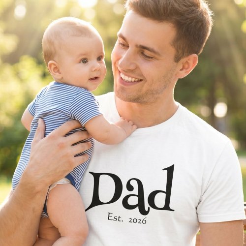 Black Fun Bold Simple Dad Established New Dad T-Shirt