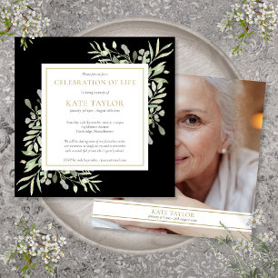 Black Funeral Celebration of Life Photo Square Invitation