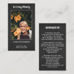 Black Funeral Memorial Photo Sympathy Prayer Card