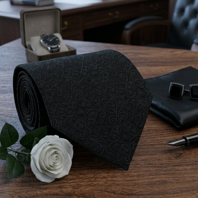 Black Funeral Paisley  Neck Tie (Creator Uploaded)