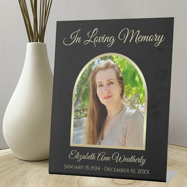 Black Funeral Photo In Loving Memory Pedestal Sign (Creator Uploaded)
