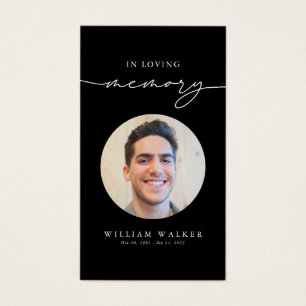 Black Funeral Sympathy Photo Memorial Prayer Card