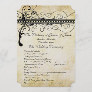 Black Funky Elegant Swirls Wedding Program