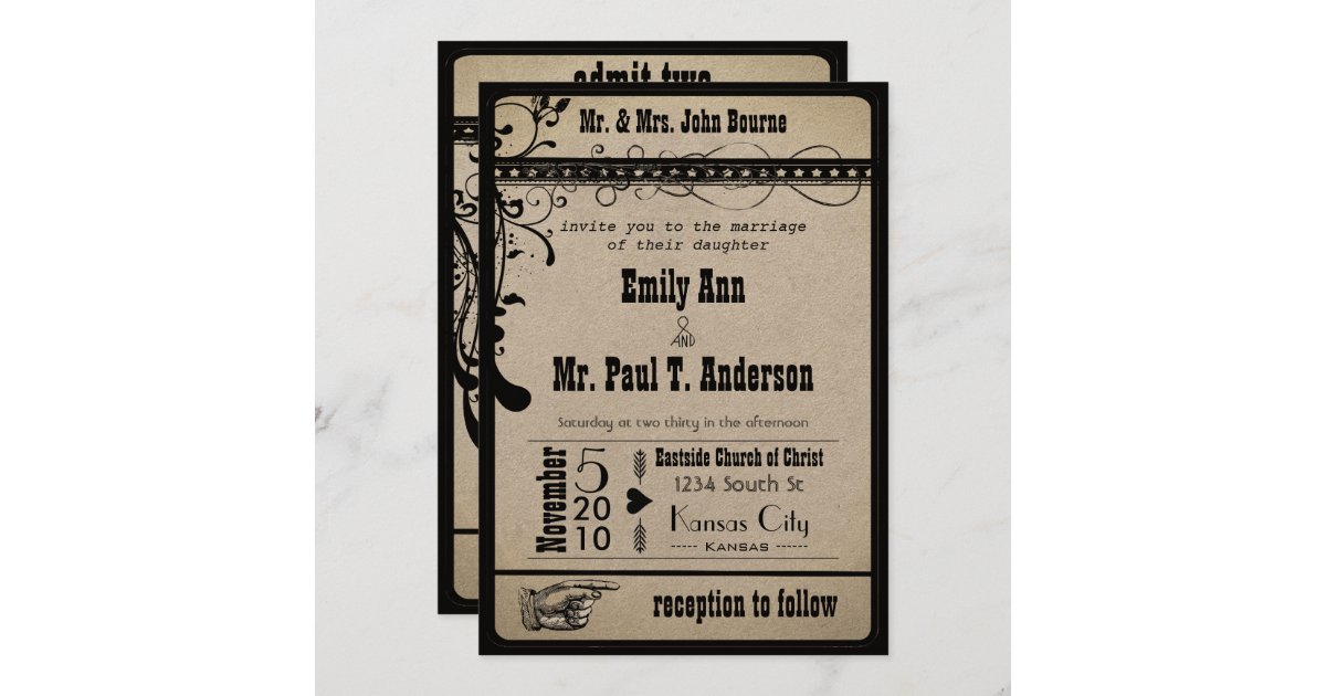 Black Funky Renaissance Medieval Playbill Wedding Invitation | Zazzle