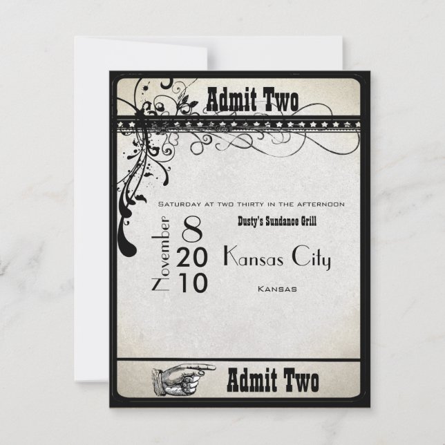 Black Funky Textured Swirls Wedding Response Cards (Front)