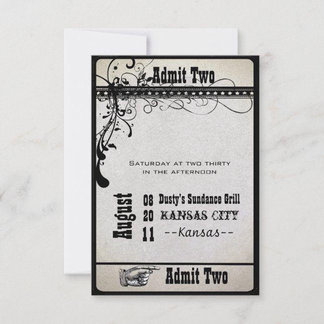 Black Funky Textured Swirls Wedding Response Cards (Front)