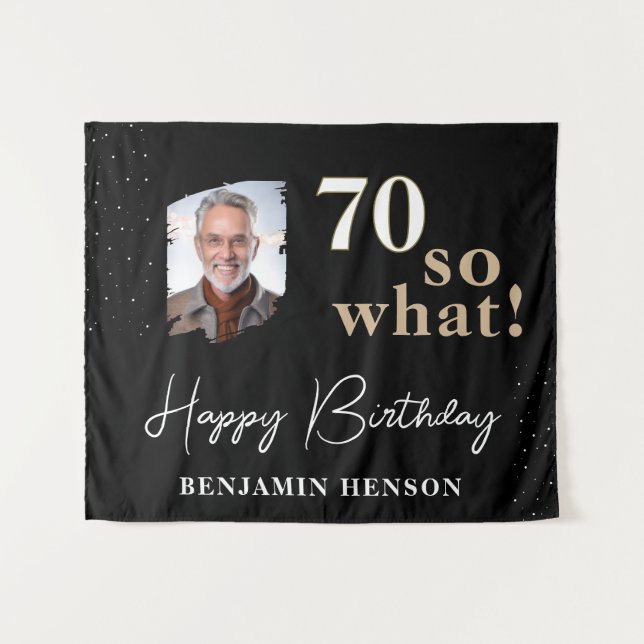 Black Funny 70 So what 70th Birthday Backdrop (Front (Horizontal))