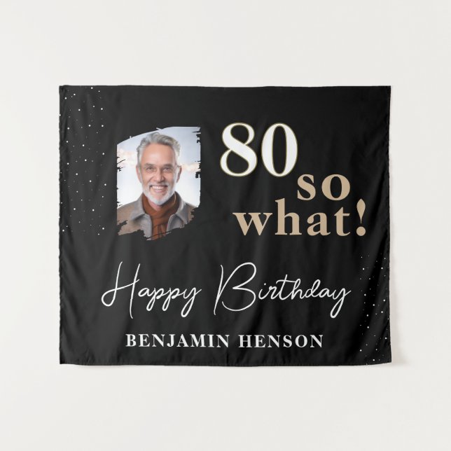 Black Funny 80 So what 80th Birthday Backdrop (Front (Horizontal))