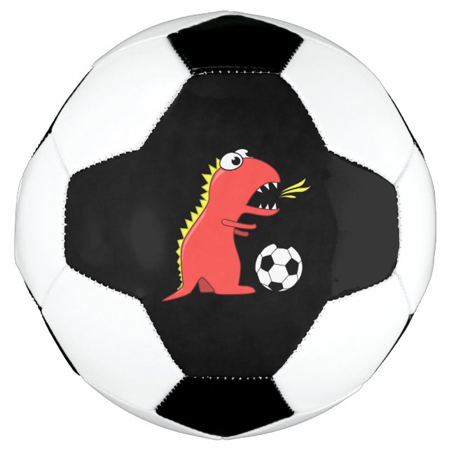 Black Funny Cartoon Dinosaur Soccer Soccer Ball (Front)