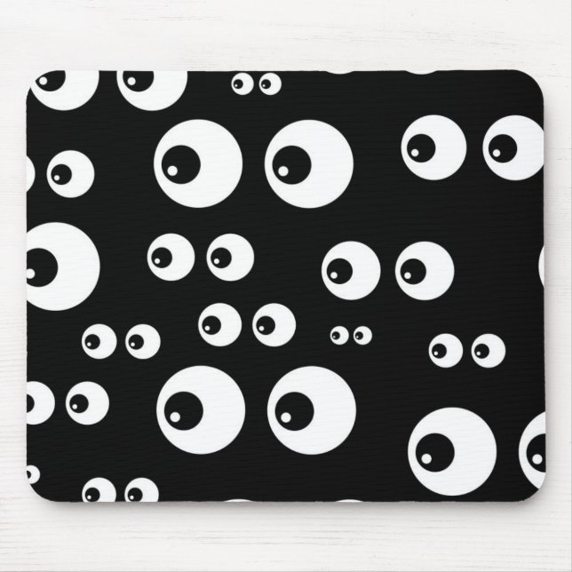 Black Funny Cartoon Seamless Eyes Seeing Mouse Pad (Front)