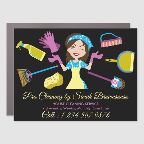 Black Funny Cleaning Services Washing Car Magnet