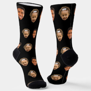 Black Funny Custom 2 Face Photo Mom Socks