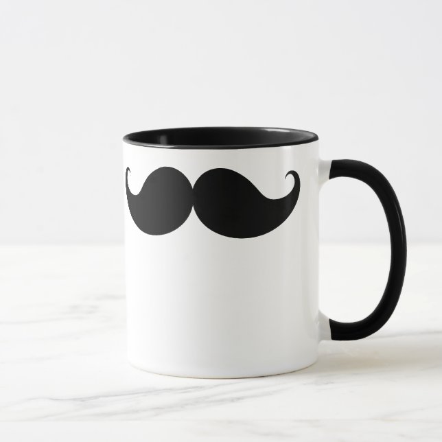 Black Funny Handlebar Mustache Moustache Stache Mug (Right)