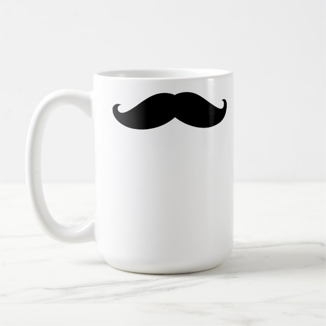 Black Funny Hipster Mustache Coffee Mug (Left)