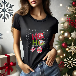 Black Funny HO HO HO Retro Christmas Party T-Shirt