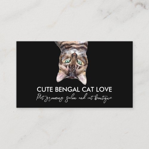 Black Funny Pet Sitter Bengal Cat Business Card