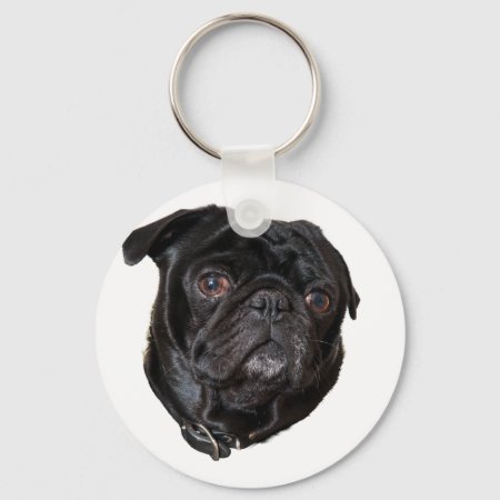Black Funny Pug Keychain