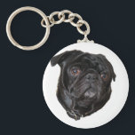 Black Funny Pug Keychain<br><div class="desc">Black Funny Pug</div>