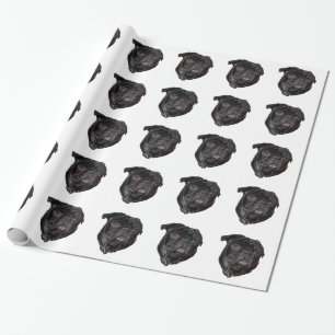 Black Funny Pug Wrapping Paper