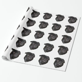 Black Funny Pug Wrapping Paper by Ilze_Lucero_Photo at Zazzle