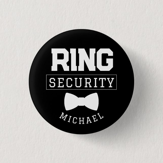Black Funny Ring Security Wedding Favor Kid Button (Front)