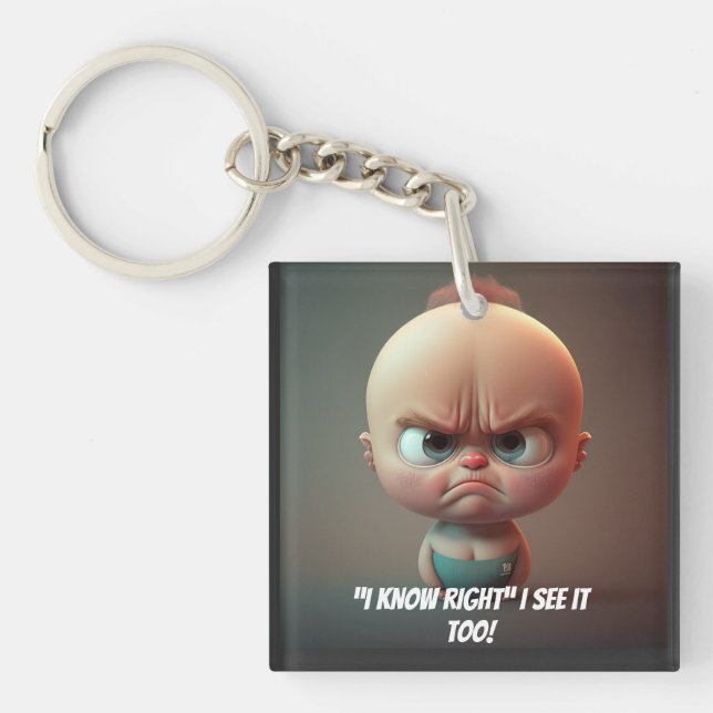 Black funny sarcasm keyring , cartoon and humor (Front)