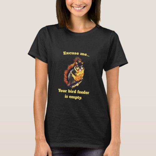 Black Funny Squirrel Womens T_Shirt