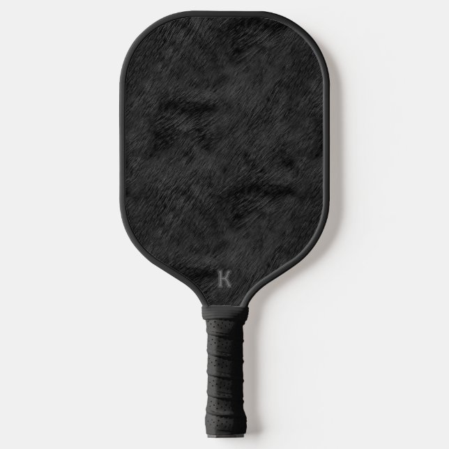 Black fur pattern pickleball paddle (Front)