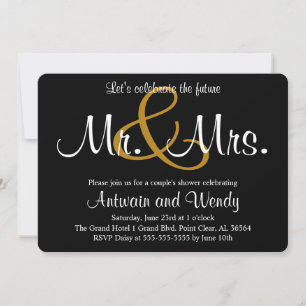 Black Future Mr. & Mrs. Engagement Party Invitation