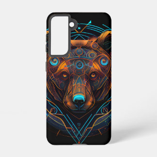 Black Futuristic Neon Bear Samsung Galaxy S21 Case