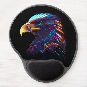 Black Futuristic Neon Eagle Gel Mouse Pad