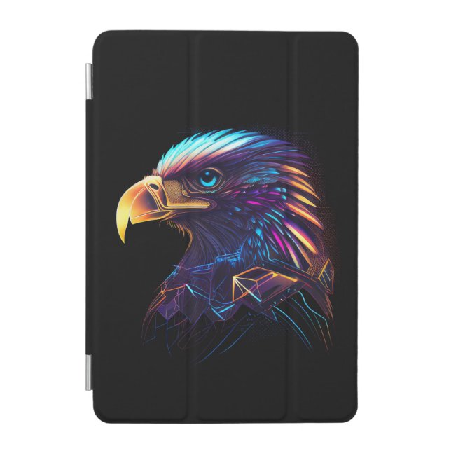 Black Futuristic Neon Eagle iPad Mini Cover (Front)