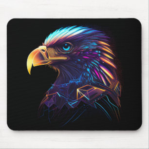 Black Futuristic Neon Eagle Mouse Pad