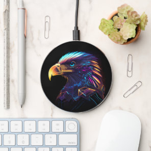 Black Futuristic Neon Eagle Wireless Charger