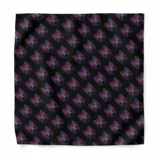 Black Futuristic Neon Wolf Bandana