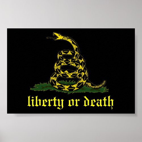 black Gadsden liberty or death flag Poster