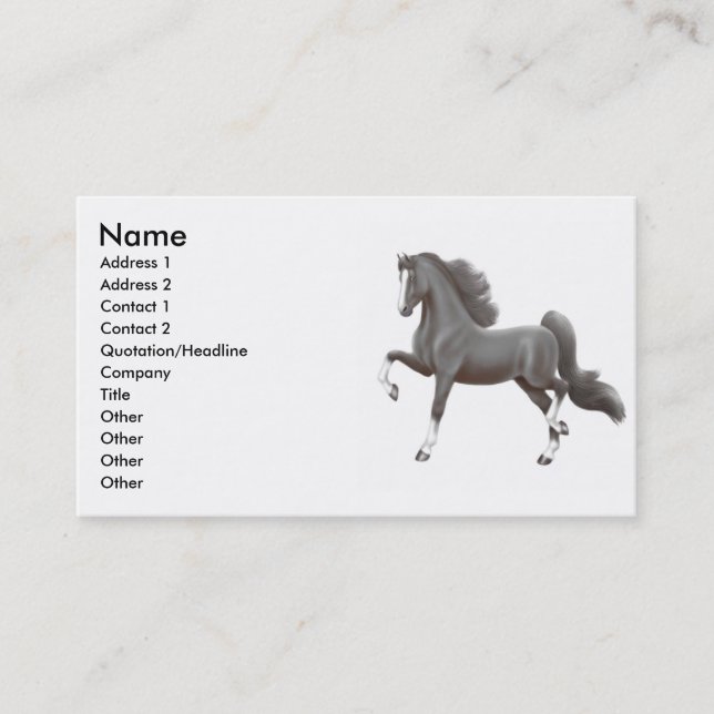 Black Gaited Horse Business Card (Front)