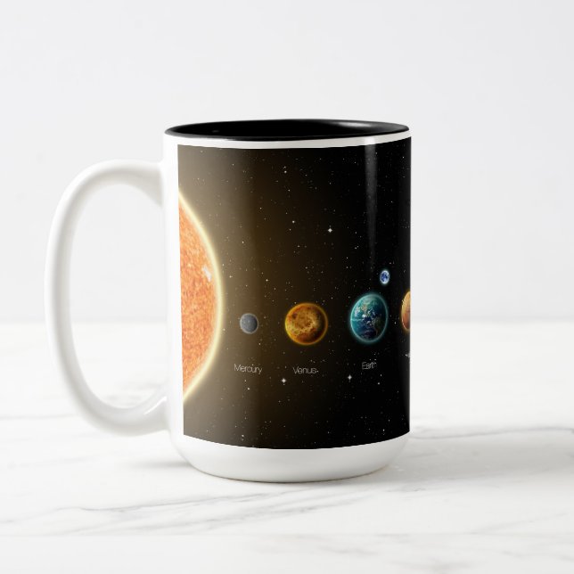 Black Galaxy Print Solar System Mug (Left)