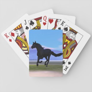 Black Galloping Horse Playing Cards by Peerdrops at Zazzle