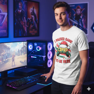 Black Gamer Santa Hat Christmas Controller Holiday T-Shirt