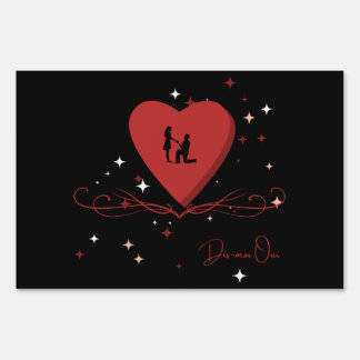 Black garden sign "Tell Me Yes"