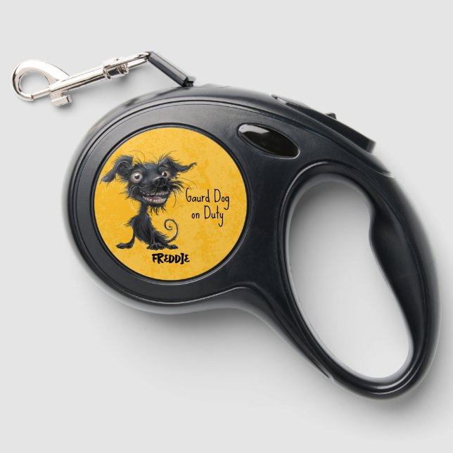 Black Gaurd Dog on Duty Retractable Dog Leash (Front)
