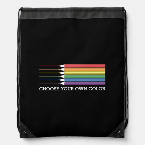 Black Gay Pride Flag Rainbow Pencils LGBT Drawstring Bag
