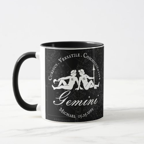 Black Gemini Astrology Zodiac Personality Custom Mug