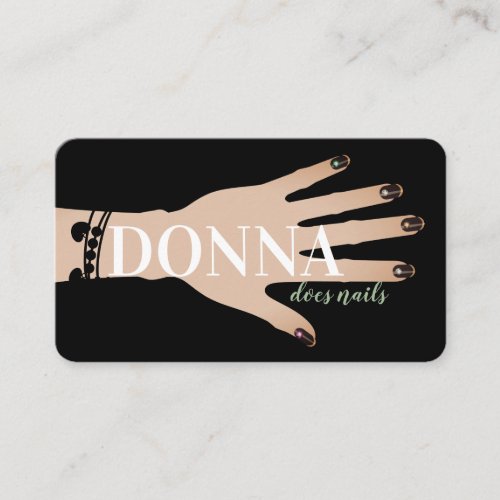 Black gems glam nail artist manicure salon business card