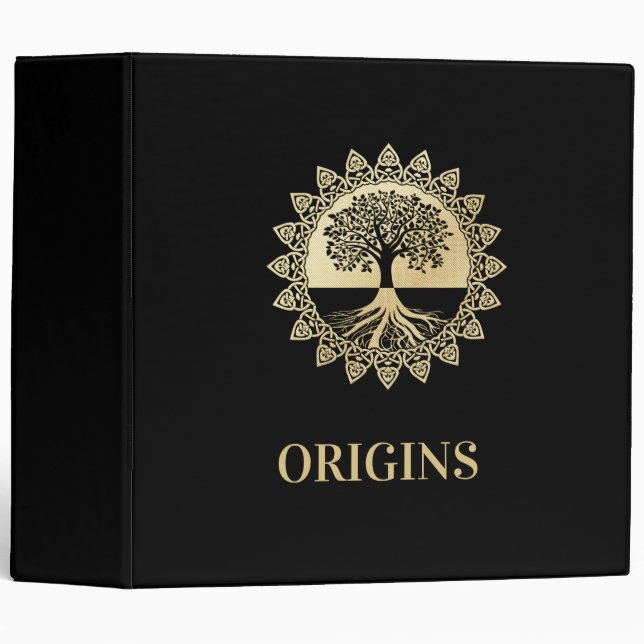 Black Genealogy Binder with Gold Tree (Front/Spine)